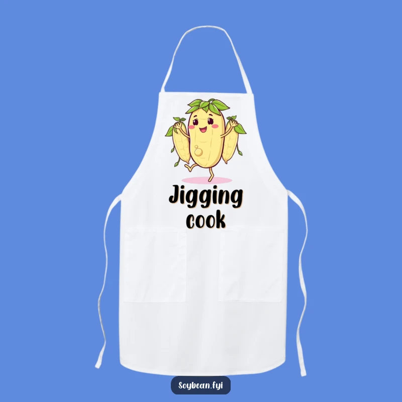 Funny Apron: Jigging Chef Soybean - Happy Pods Character - Kitchen Gift!