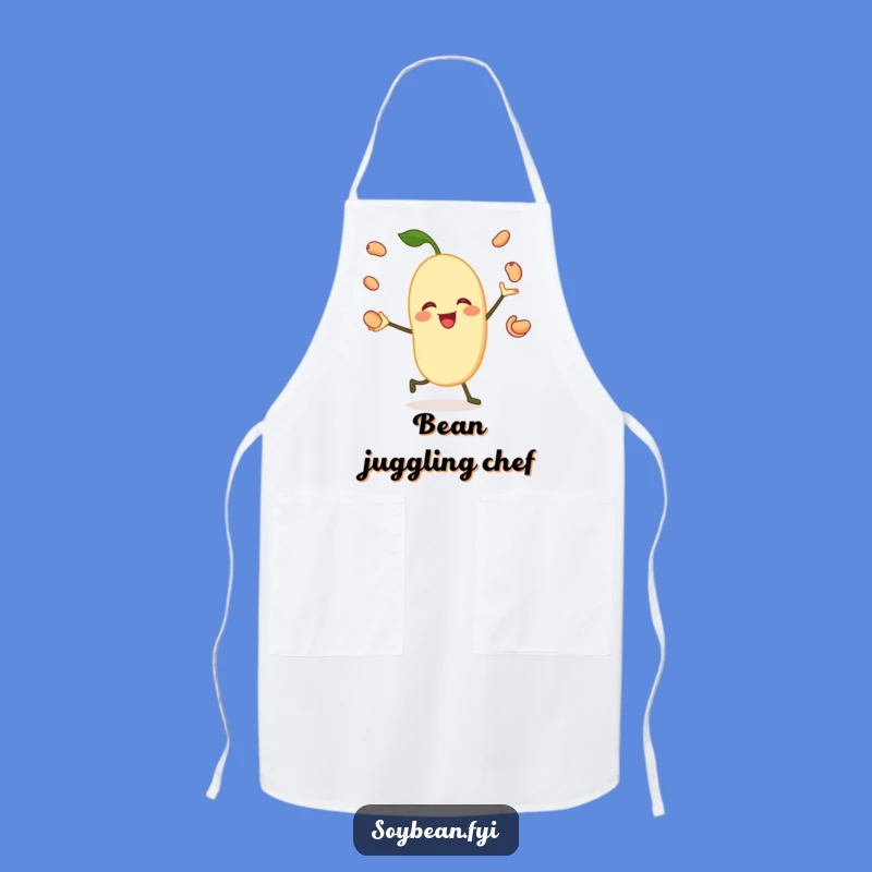 Funny Apron: Juggling Chef Soybean - Jovial Kitchen Bean Character - Gift!