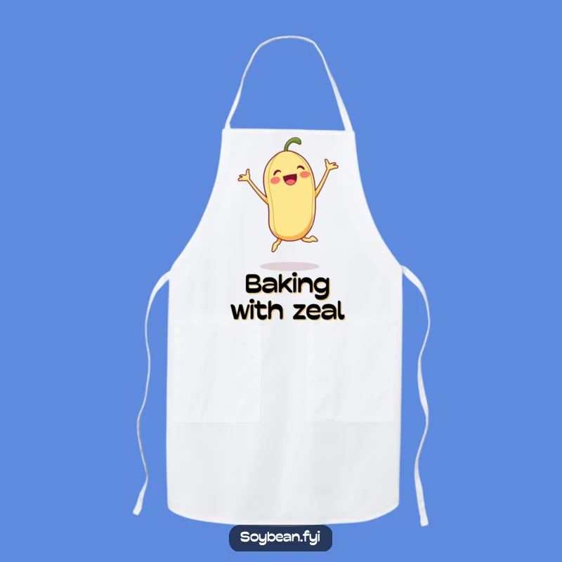 Funny Excited Soybean Apron: Energetic Kitchen Wear, Perfect Humorous Gift for Cooks