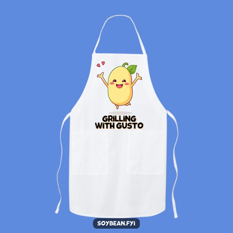 Funny Soybean Celebration Apron: Grinning Bean for Joyful Cooking