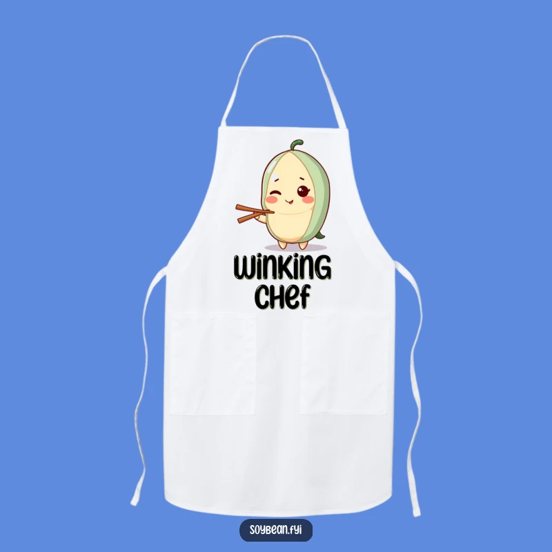 Funny Kawaii Soybean Wink Apron: Cook with Playful Sass!