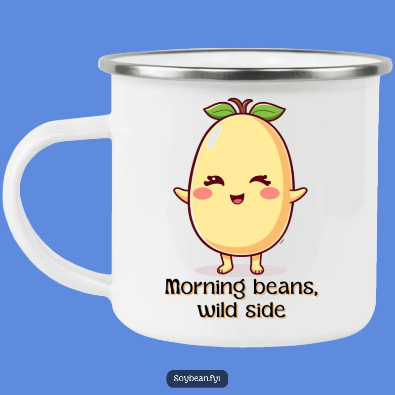 Durable Funny Winking Soybean Camping Mug: Enjoy Drinks Outdoors with Humor, Great Gift