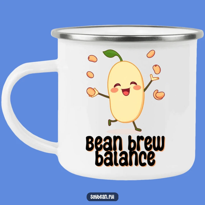 Funny Camping Mug: Juggling Soybean - Rustic Bean Character Cup - Gift!