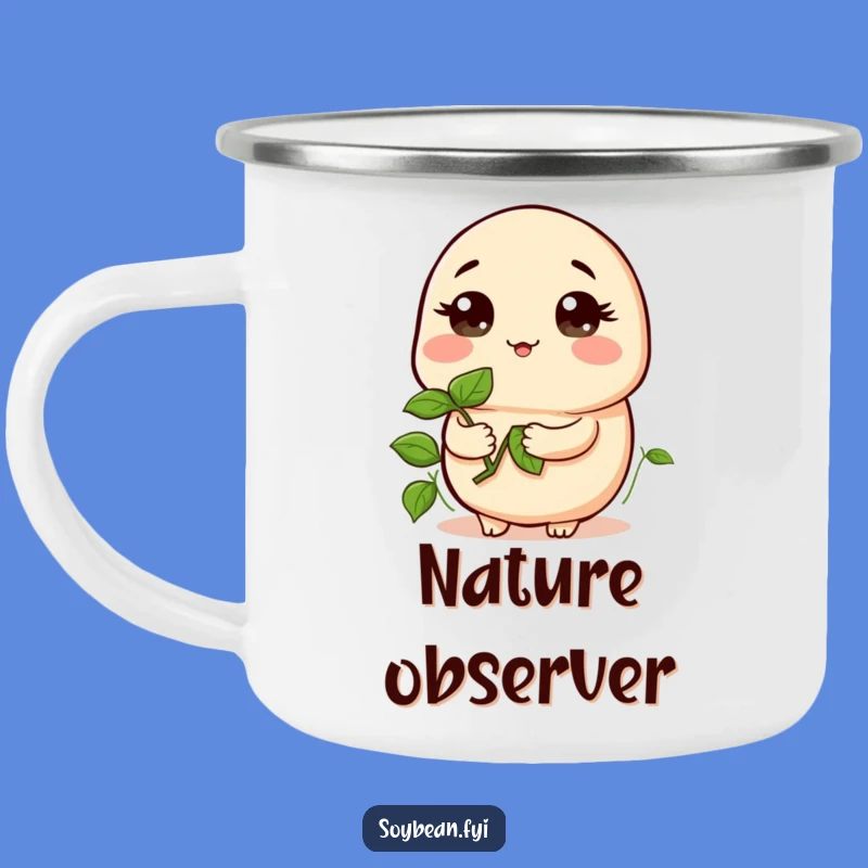 Funny Kawaii Curious Soybean Camping Mug - Hilarious Sprout Explorer Mug