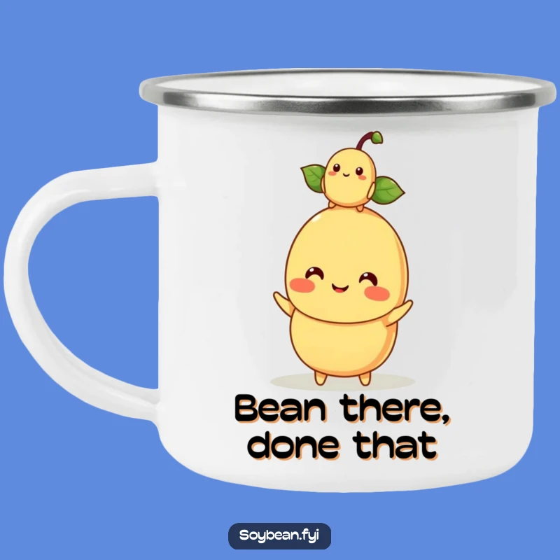 Funny Kawaii Soybean Parent Camping Mug - Baby Bean Balance Outdoor Humor Gift