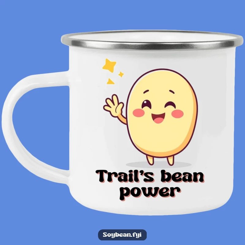 Funny Kawaii Soybean Victory Camping Mug: Cheerful Art - Outdoor Gift