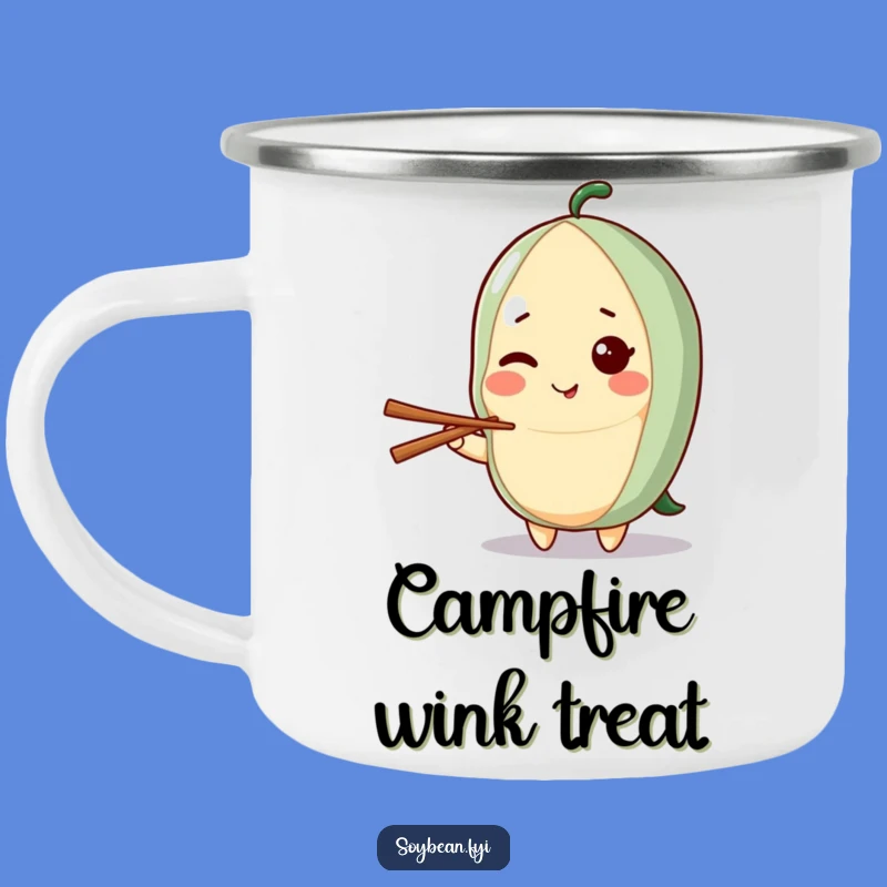 Funny Kawaii Soybean Wink Camping Mug: Chopstick Charm Fuel