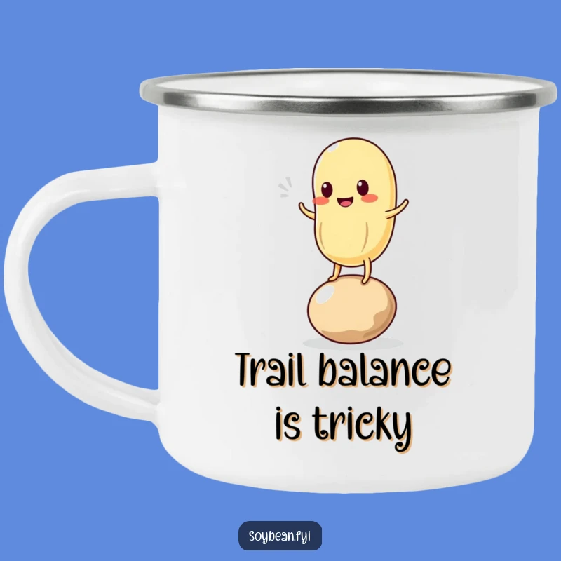 Funny Kawaii Soybean Wobble Camping Mug: Bean Balance Adventure Fuel