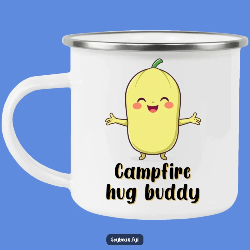 Funny Soybean Hug Camping Mug: Warm Your Adventures with a Smiling Friend