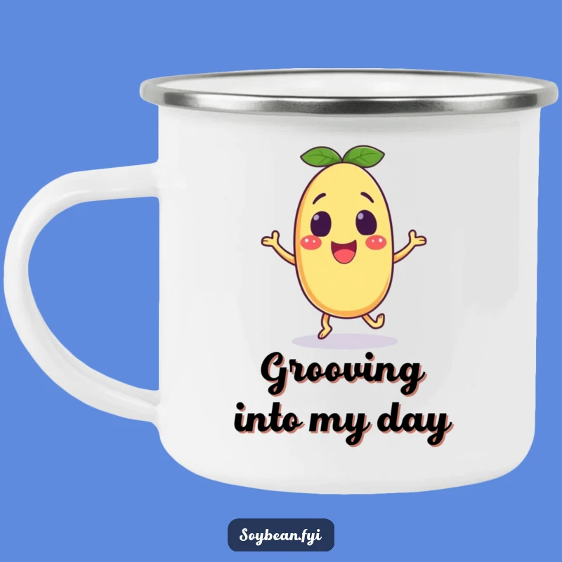 Funny Excited Soybean Camping Mug: Dance Around the Fire Humorous Gift