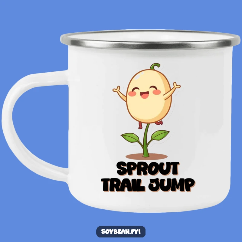 Funny Camping Mug: Bouncing Soybean - Rustic Sprout Character Cup - Gift!