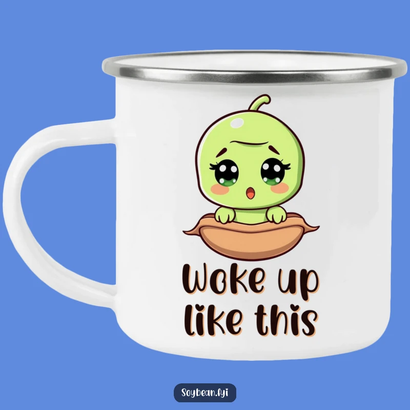 Funny Surprised Soybean Camping Mug: Adventure Fuel with Hilarious Surprise!
