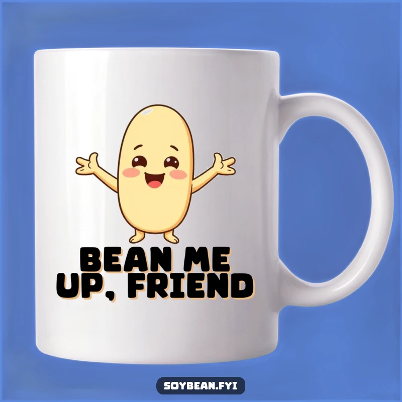 Funny Kawaii Soybean Greeting Mug, Welcoming Character Gift for Happy Mornings