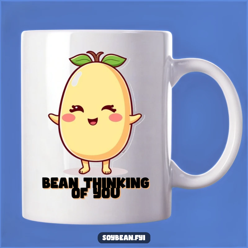 Funny Wink Soybean Mug: A Happy Design for Your Morning Brew, Perfect Gift Idea