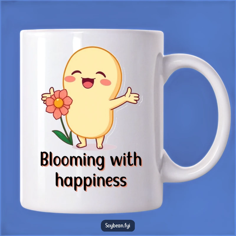 Funny Kawaii Soybean Flower Hug Mug - Joyful Embrace Humor Gift