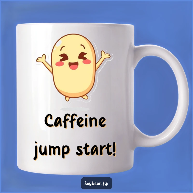 Funny Kawaii Soybean Jump Mug: Cross-Eyed Joyful Bean Gift