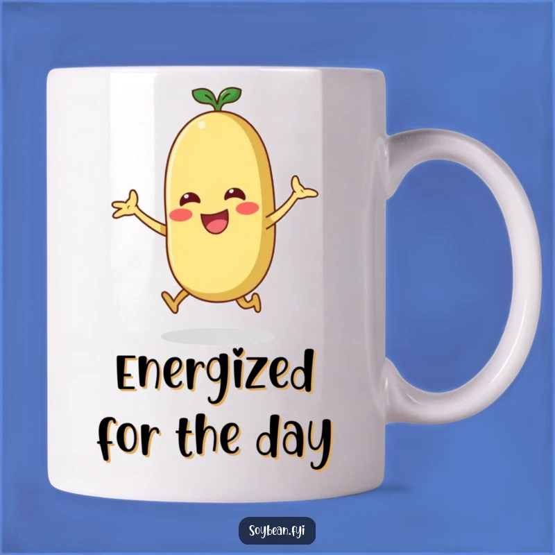 Funny Energetic Soybean Mug - Jumping Jack Fun, Enthusiastic Humorous Gift