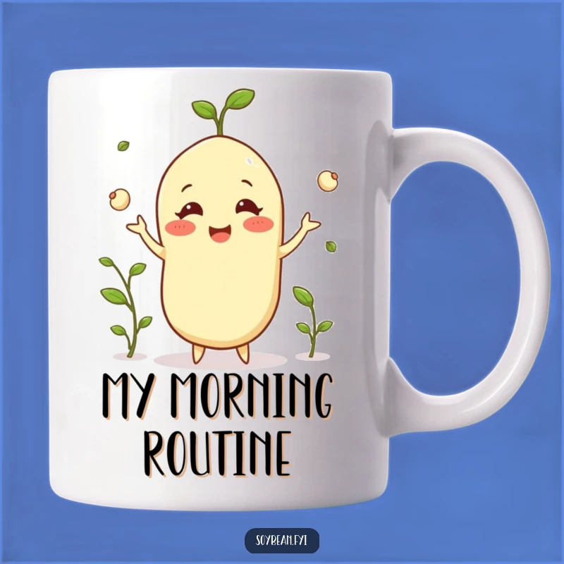 Funny Happy Soybean Juggling Mug: A Grinning Sprout Master Gift!