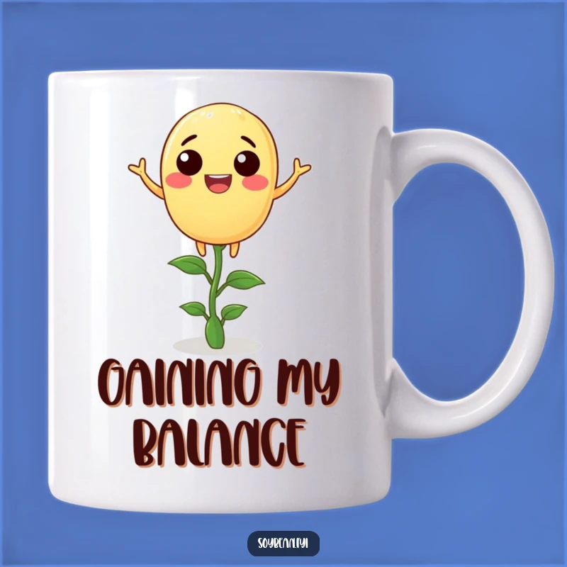 Funny Soybean Balance Mug: Joyful Bean on Sprout Perfect Gift