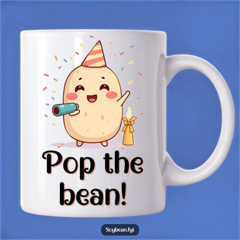 Funny Soybean Celebration Mug: Confetti Cannon Party, Perfect Funny Gift