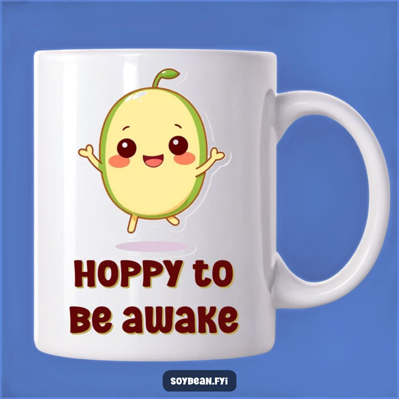 Funny Kawaii Soybean Hop Mug: Happy Character Art - Perfect Gift