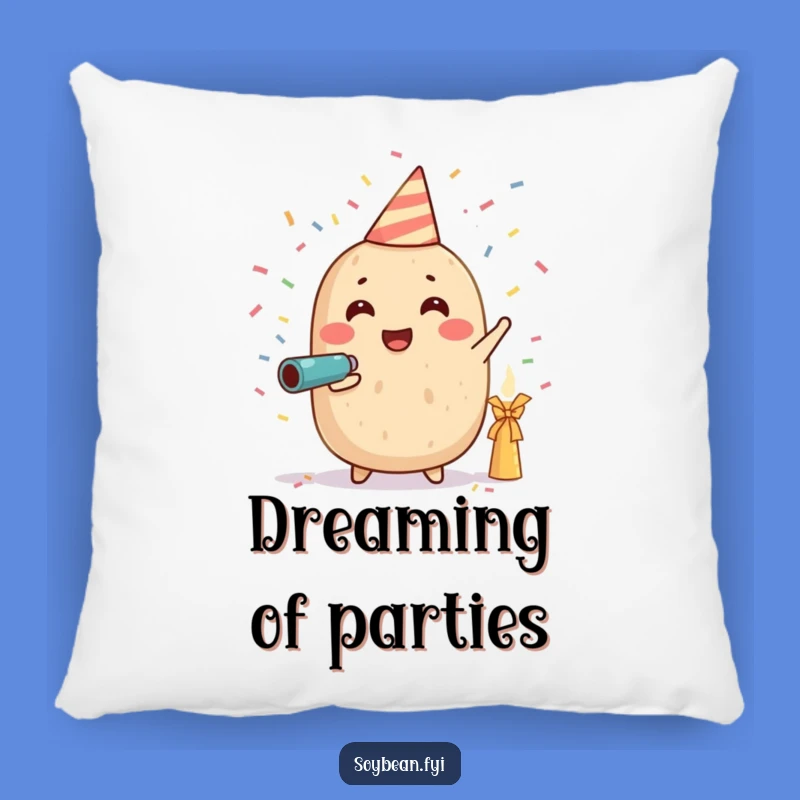 Funny Soybean Celebration Pillow: Confetti Fun, Cozy Funny Gift
