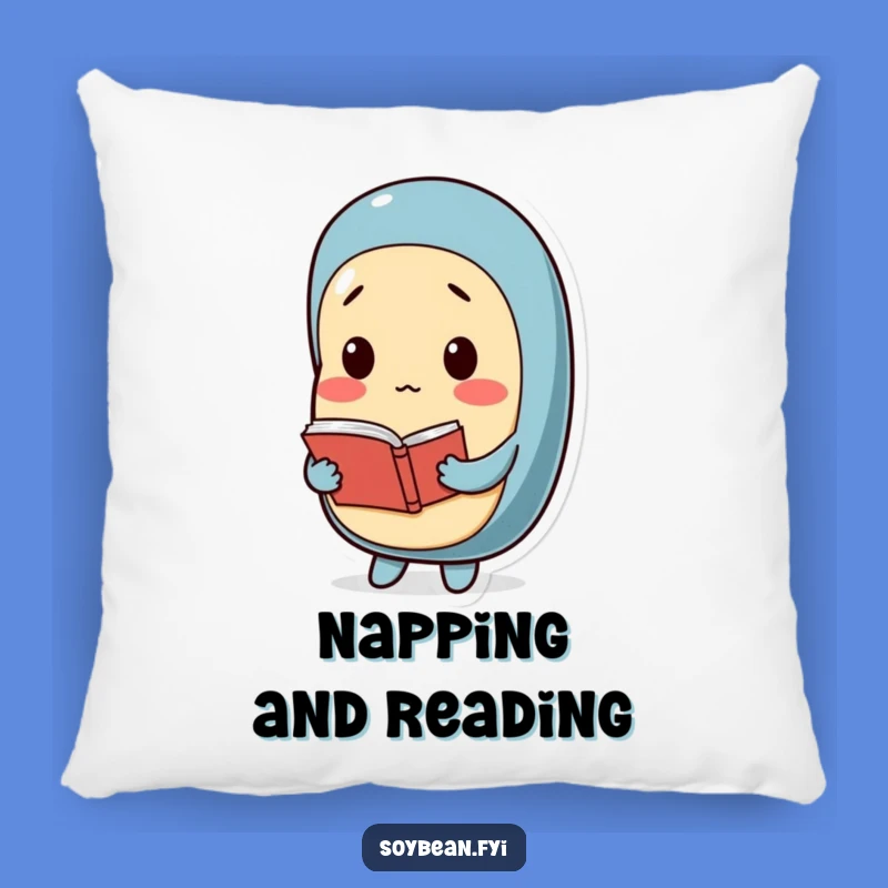 Funny Soybean Reader Pillow: Thoughtful Character, Cozy Funny Gift