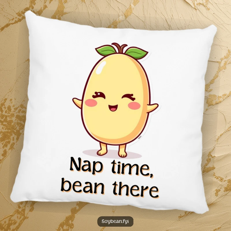 Funny Soybean Pillow featuring a cute, winking soybean character, offering both comfort and a touch of playful humor to home decor.