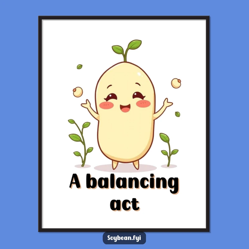 Funny Happy Soybean Digital Art: Instant Juggling Joy!