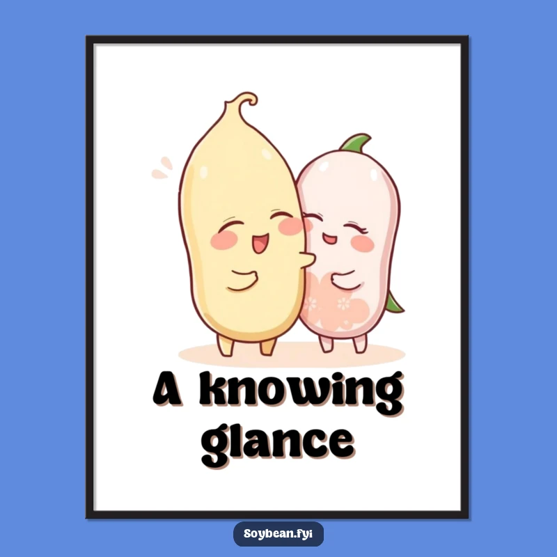 Funny Winked Soybean Nudging Digital Art - Playful Printable Decor for Friendly Spaces