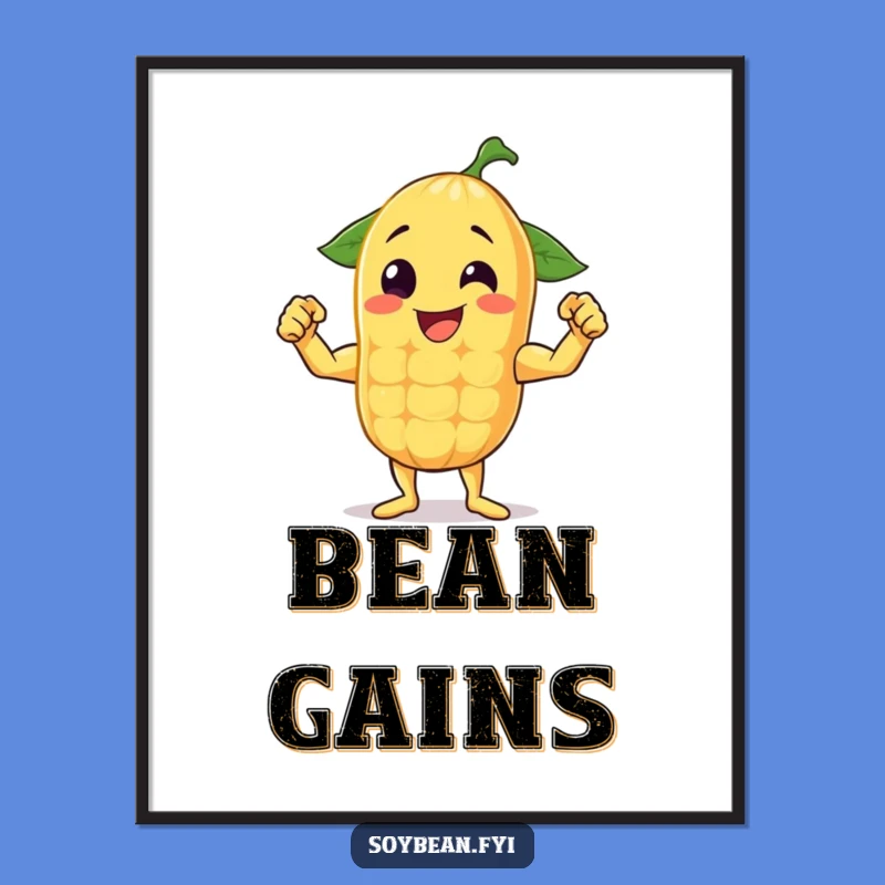 Funny Flexing Soybean Digital Art: Instant Muscle Bean Download, Perfect Funny Gift!