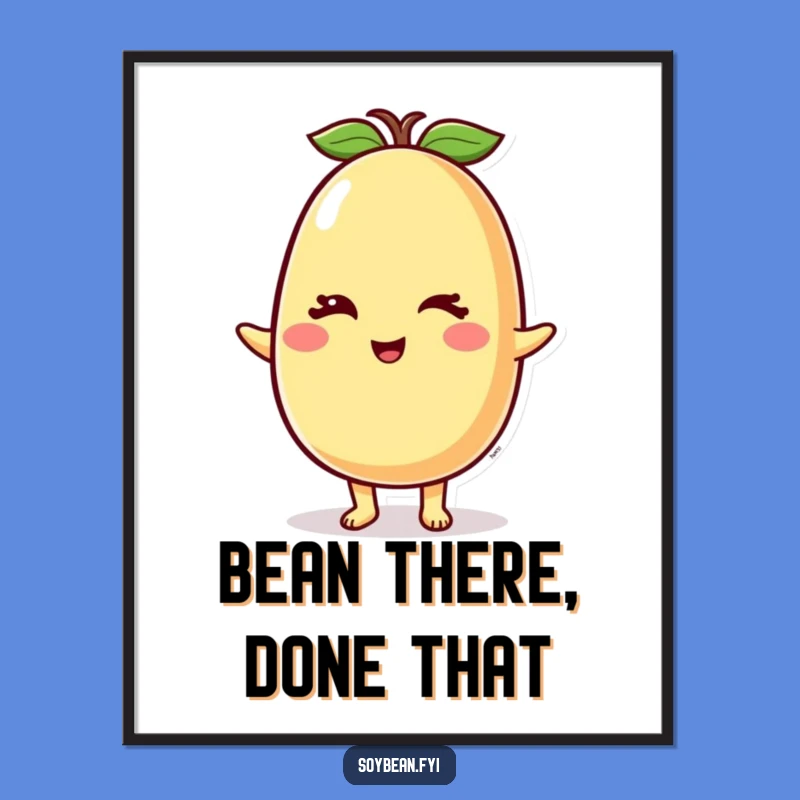 Funny Winking Soybean Digital Art: Instant Whimsy for Your Space, Perfect Gift