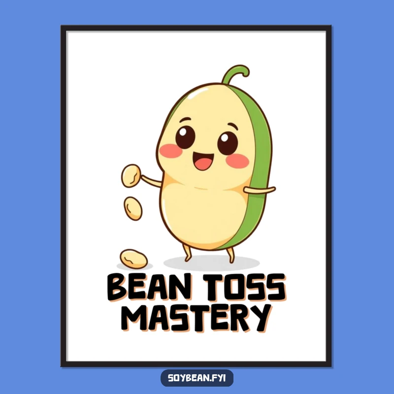 Funny Kawaii Soybean Digital Print: High-Res Bean-Throwing Art, Hilarious Decor