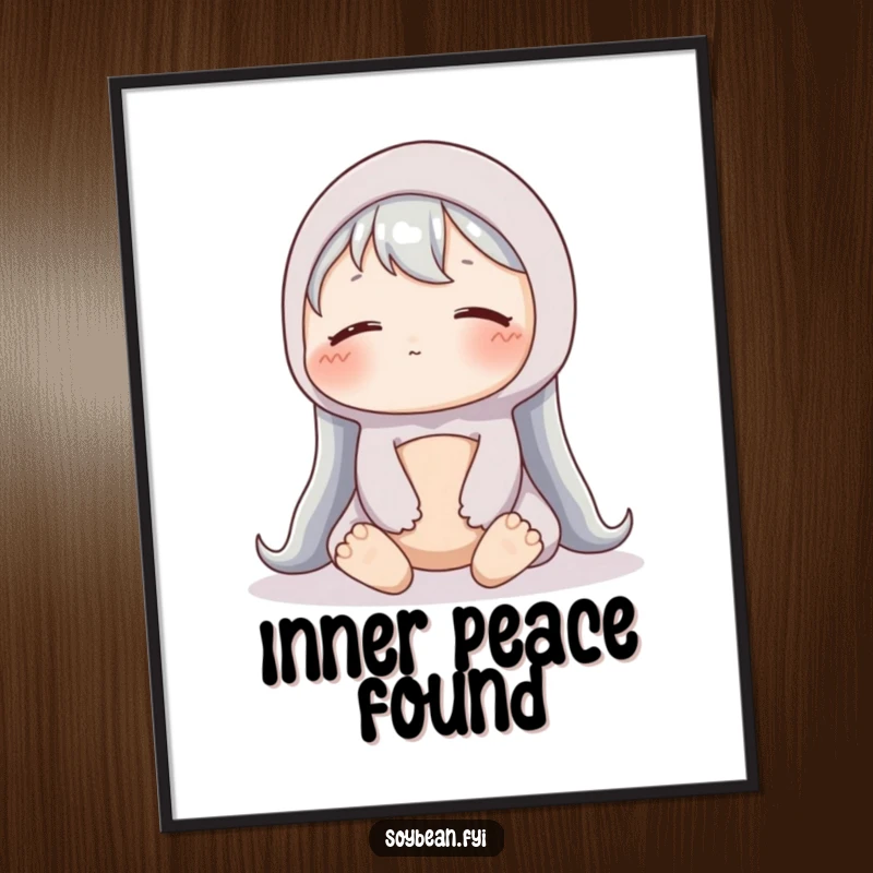 Funny Soybean Digital Art Print: A content soybean sits peacefully, a serene and humorous printable.