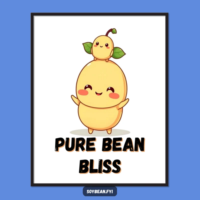 Funny Kawaii Soybean Parent Digital Art - Baby Bean Balance Printable Humor Gift