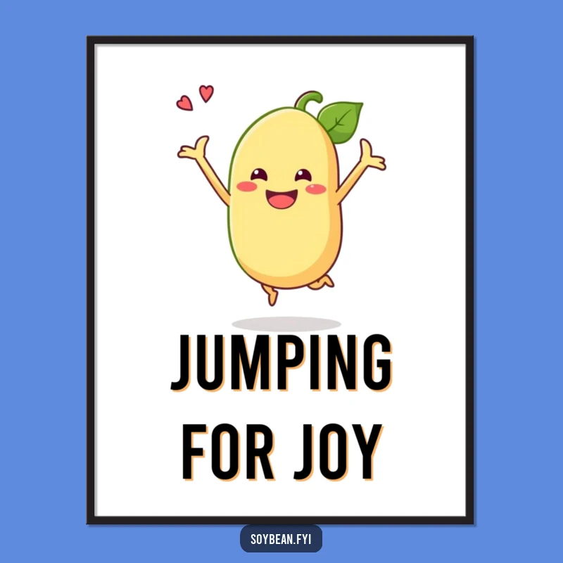Funny Soybean Jump Digital Print: Grinning Bean Art for Instant Cheer