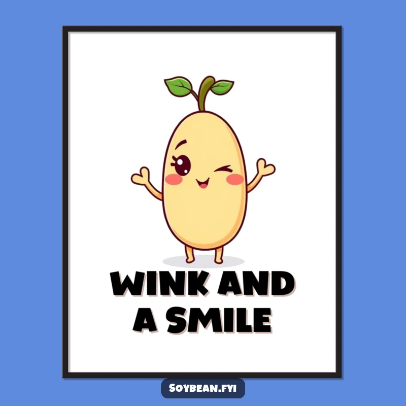 Funny Winking Soybean Digital Print: Playful Bean Art for Instant Charm
