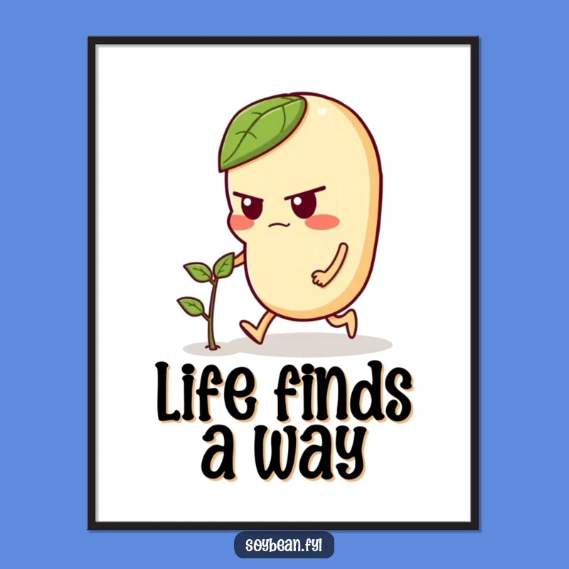 Funny Soybean Art Print: Determined Character, Wall Decor Funny Gift