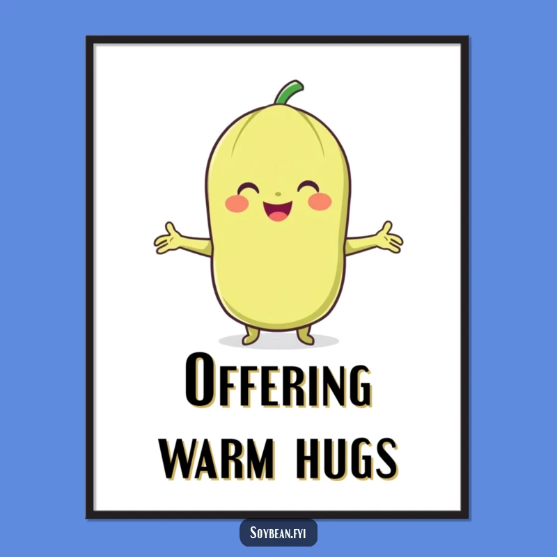 Funny Soybean Hug Digital Art: Warm Decor with a Smiling Character