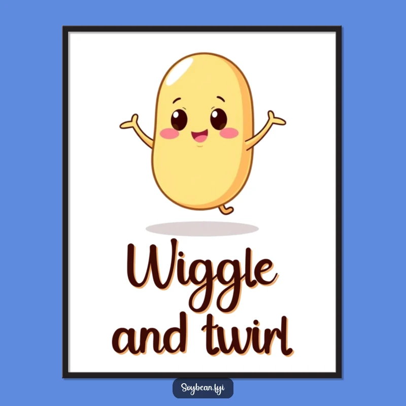 Funny Dancing Soybean Digital Print - Silly Decor, Unique Funny Gift