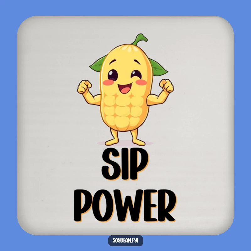 Funny Flexing Soybean Coasters: Protect Tables with Bean's Strength Art, Sweet Funny Gift!