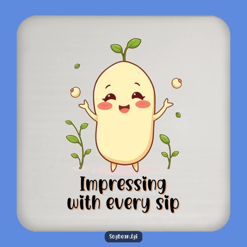 Funny Happy Soybean Coasters: Protect Surfaces with Juggling Grace!