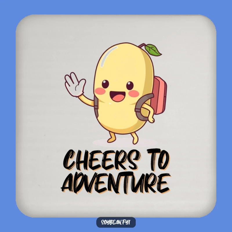 Funny Kawaii Soybean Waving Drink Coaster - Hilarious Welcoming Table Decor
