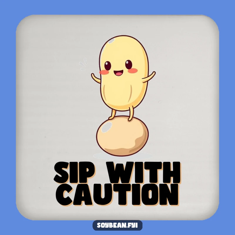 Funny Kawaii Soybean Wobble Coaster: Protect Surfaces with Humor