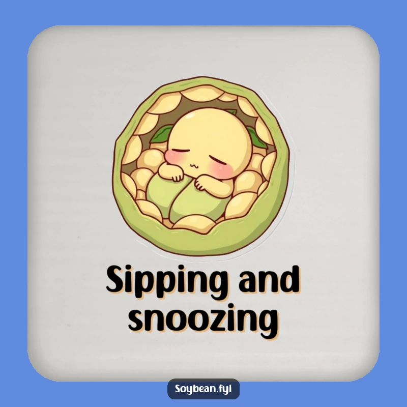 Funny Sleepy Soybean Coaster Set - Pod Protection, Cozy Humorous Gift