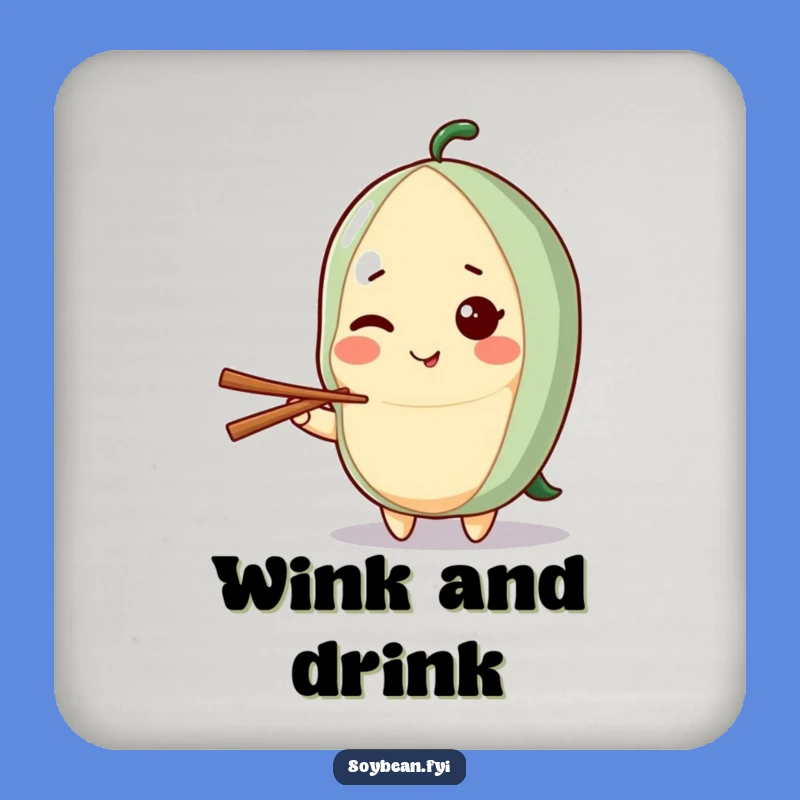 Funny Kawaii Soybean Wink Coaster: Protect Surfaces with Charm