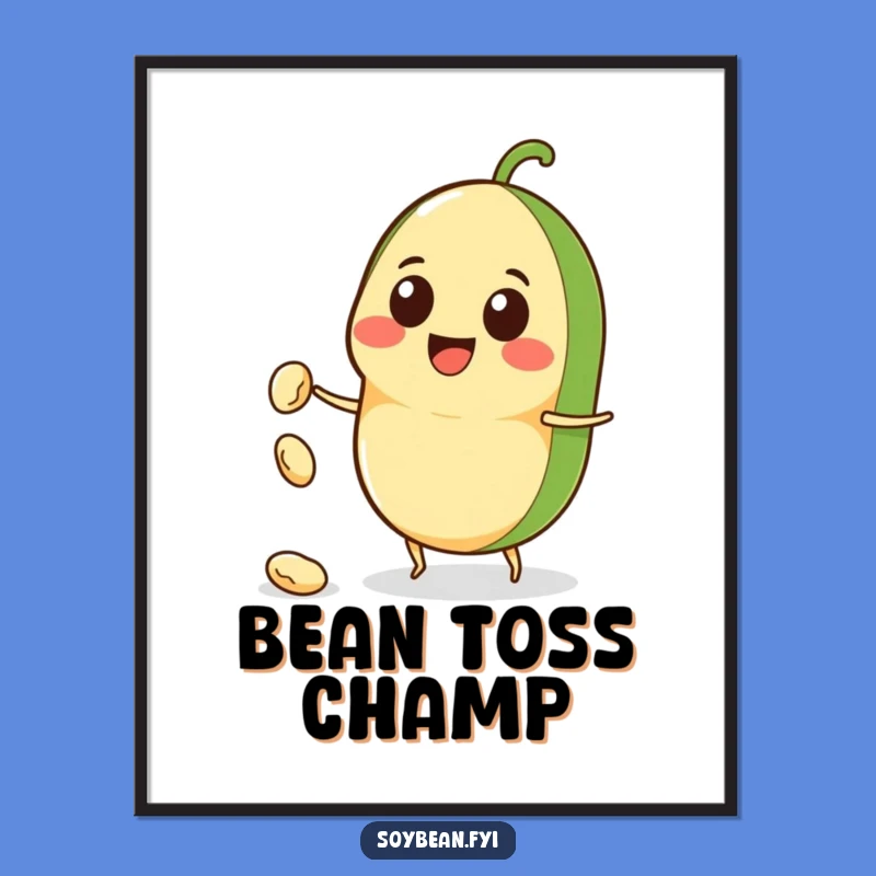 Funny Kawaii Soybean Poster: Smiling Bean-Thrower Art, Hilarious Wall Decor Gift
