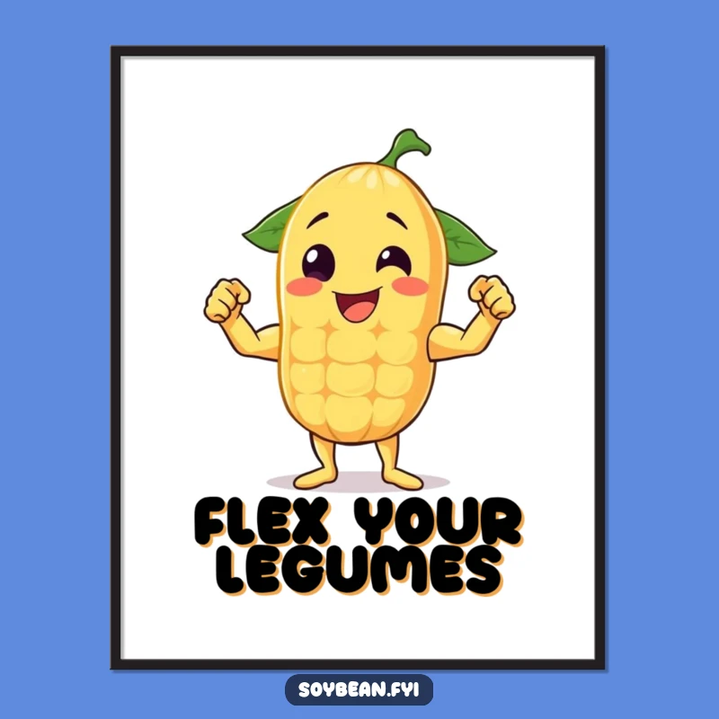 Funny Flexing Soybean Poster: Cheerful Bean's Muscle Art, Amazing Funny Gift!