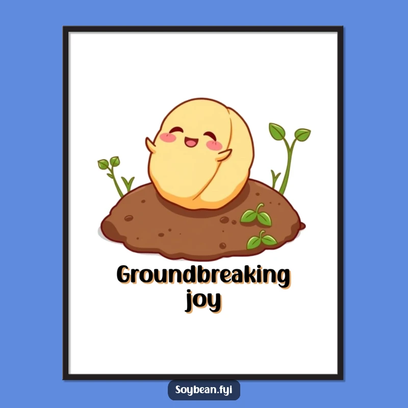 Funny Playful Soybean Poster - Rolling Bean Art, Whimsical Humorous Gift