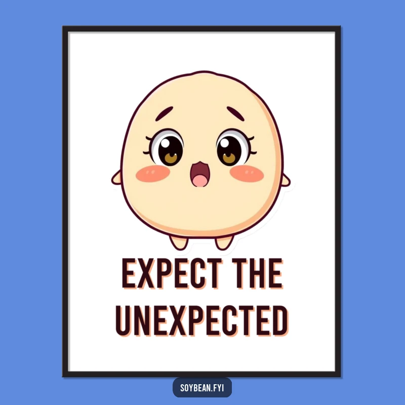 Funny Surprised Soybean Poster: Wide-Eyed Wonder!